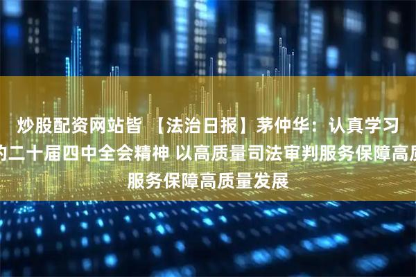 炒股配资网站皆 【法治日报】茅仲华：认真学习贯彻党的二十届四中全会精神 以高质量司法审判服务保障高质量发展